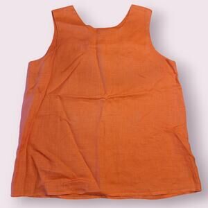 Chris Kellogg Orange Linen Tank Top Women’s M Lagenlook Tunic VTG USA Made EUC